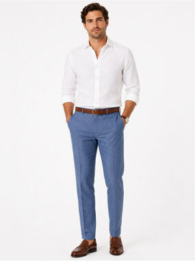 Ted Baker London Jerome Linen Blend Dress Pants Blue 36R Made in Canada